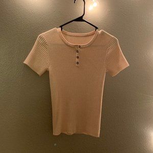 Cute Rib Knit Top with Buttons
